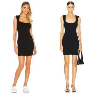 Revolve LPA Aurora Dress Black Rib Knit Cap Sleeve Size Small Stretch Chic Mini